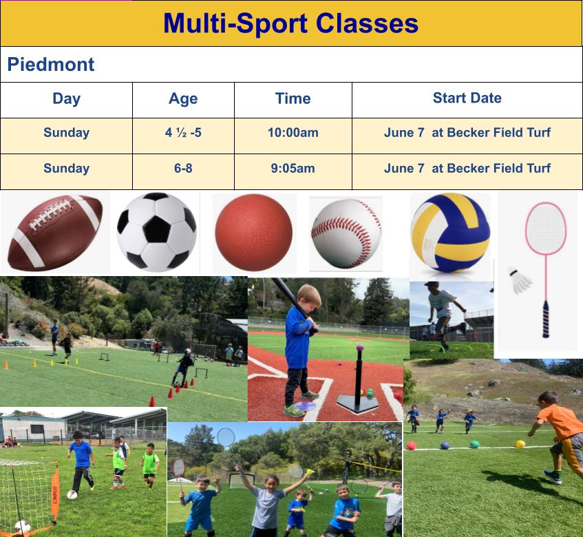 Multi-Sport Class Season Schedule Options Graphic for Mail Chimp Email Grid